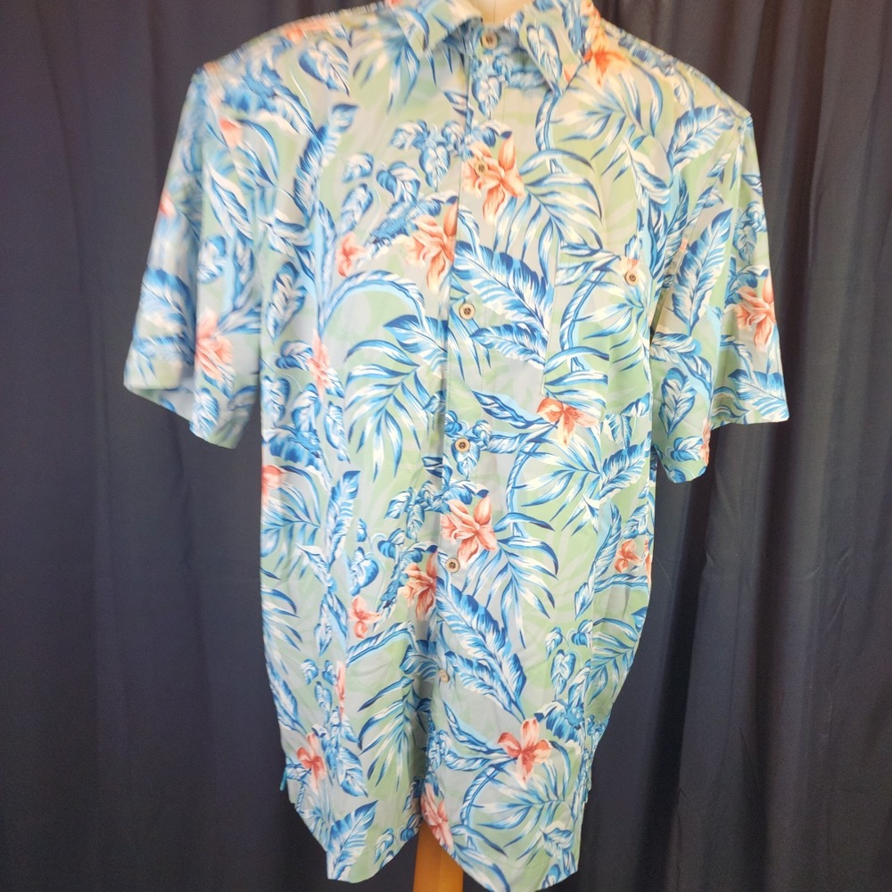 Havana Jim Mens shirt Size Large Floral Olive Short‎ Sleeves NEW